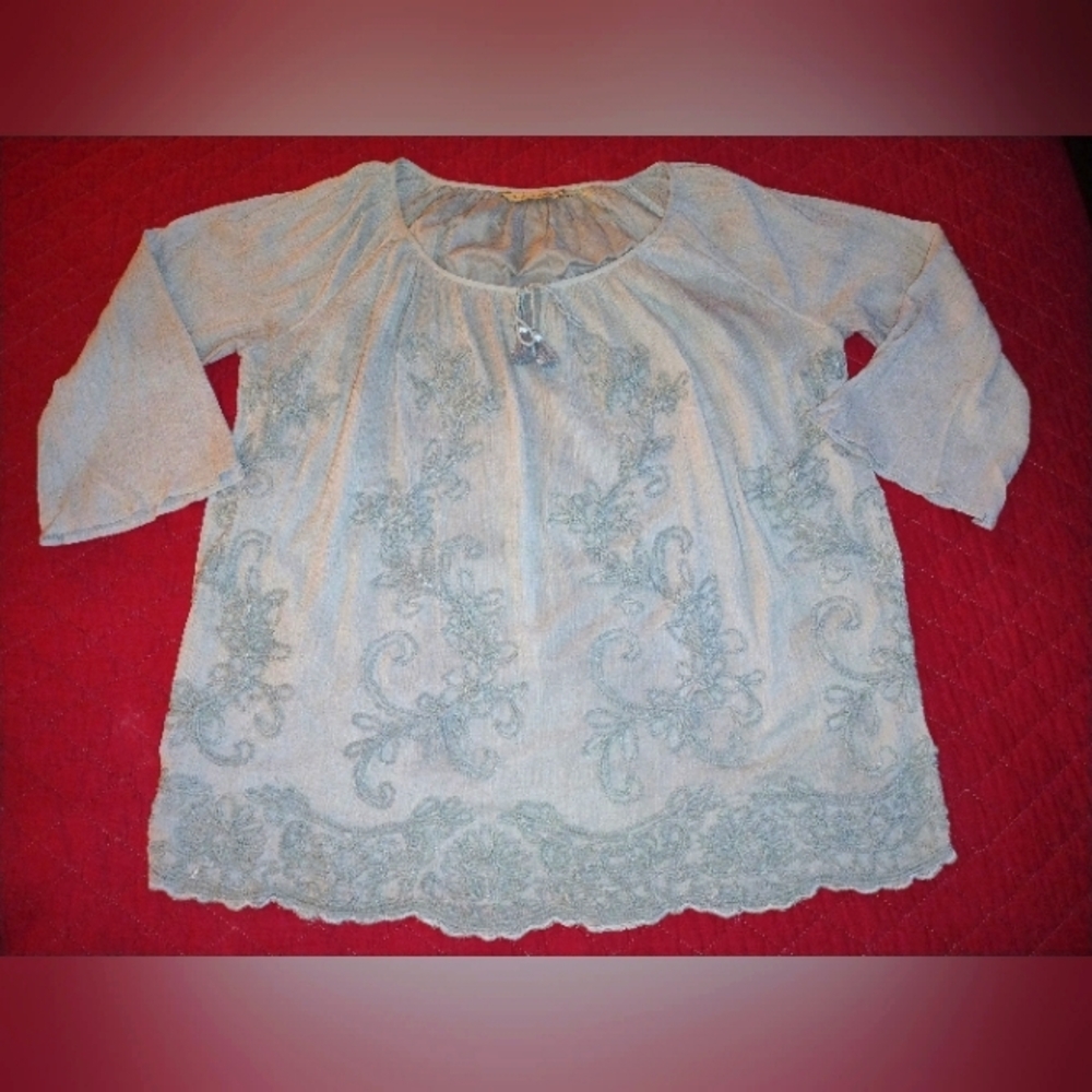 Soft Surroundings 3/4 Sleeve Peasant Top